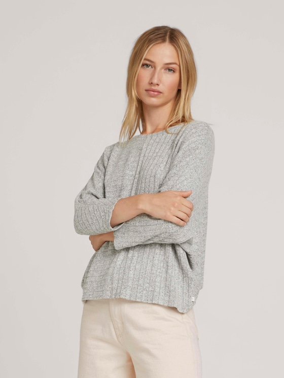 Sweater with batwing sleeves - Women - Light Silver Grey Mélange Sweater with batwing sleeves - Women - Light Silver Grey Mélange - 5 - TOM TAILOR Denim