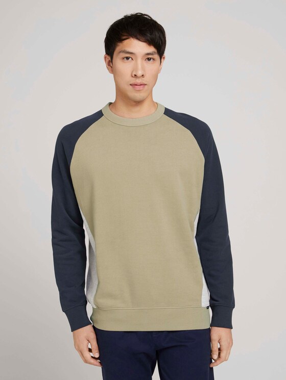 sweater met kleurblokkering - Mannen - Silver Olive sweater met kleurblokkering - Mannen - Silver Olive - 1 - TOM TAILOR Denim