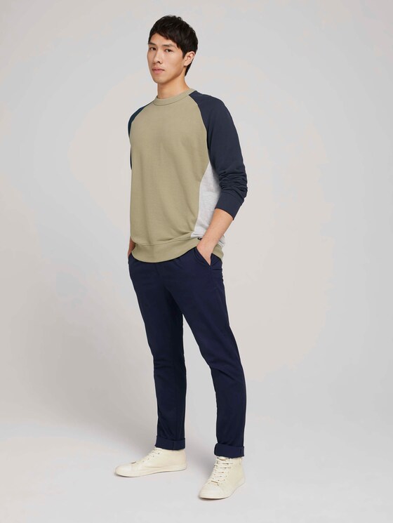 sweater met kleurblokkering - Mannen - Silver Olive sweater met kleurblokkering - Mannen - Silver Olive - 3 - TOM TAILOR Denim