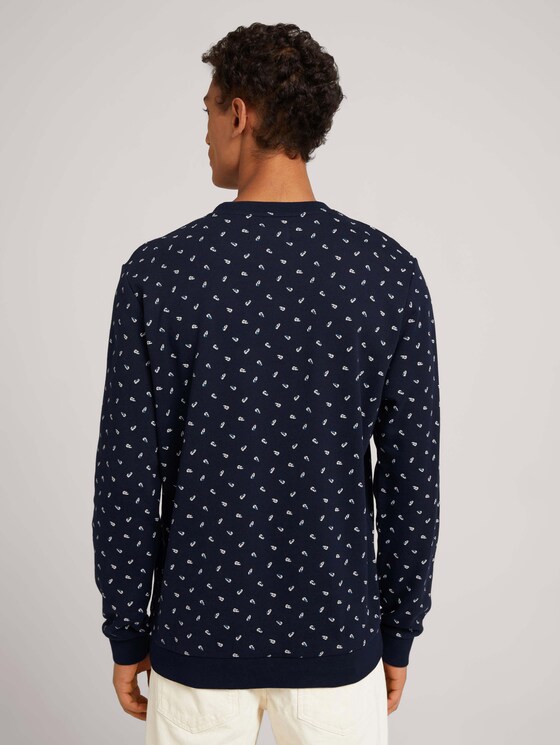 patterned sweatshirt - Men - navy leaf print patterned sweatshirt - Men - navy leaf print - 2 - TOM TAILOR Denim