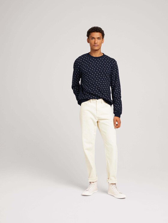 patterned sweatshirt - Men - navy leaf print patterned sweatshirt - Men - navy leaf print - 3 - TOM TAILOR Denim