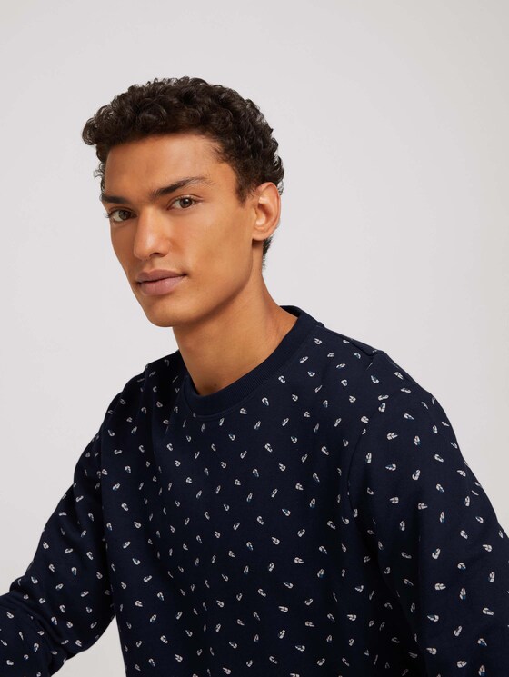 patterned sweatshirt - Men - navy leaf print patterned sweatshirt - Men - navy leaf print - 9 - TOM TAILOR Denim