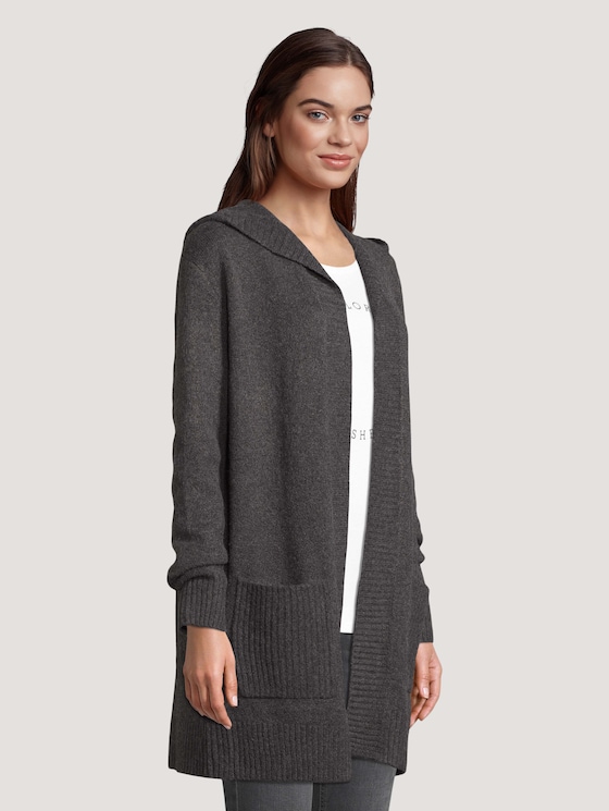 Cardigan mit recyceltem Polyester von Denim Female, Shale Grey Melange