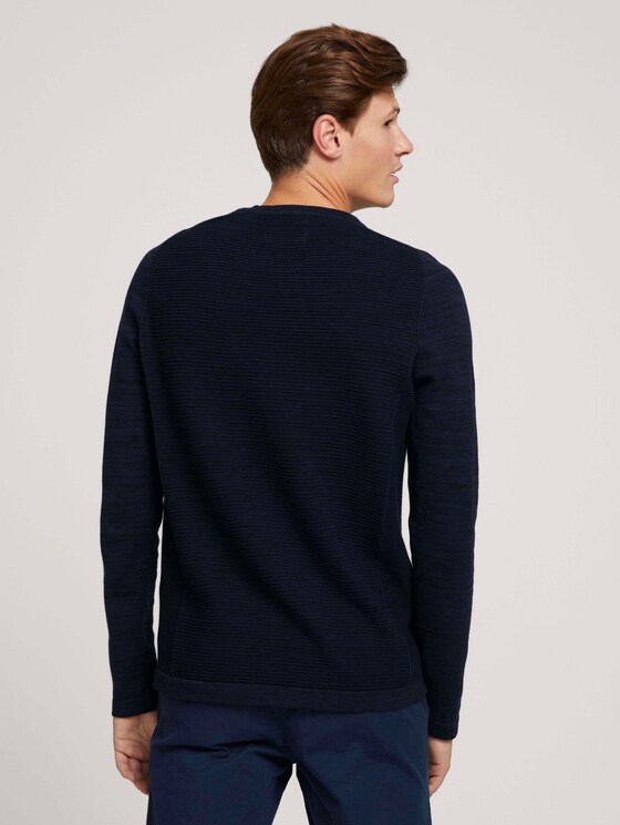 textured sweater made of organic cotton - Men - navy black mouline textured sweater made of organic cotton - Men - navy black mouline - 2 - TOM TAILOR Denim