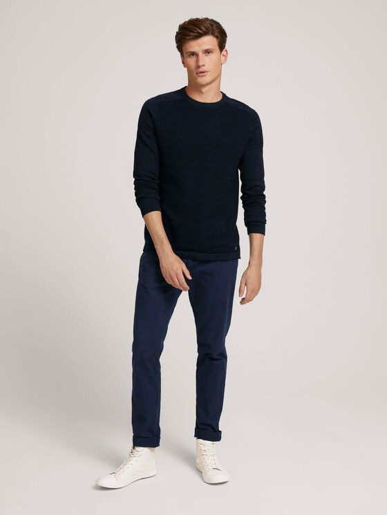 textured sweater made of organic cotton - Men - navy black mouline textured sweater made of organic cotton - Men - navy black mouline - 3 - TOM TAILOR Denim