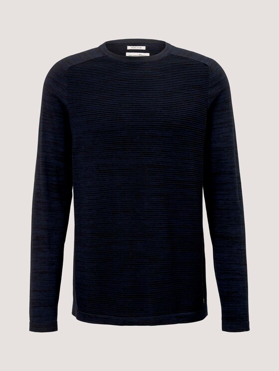 textured sweater made of organic cotton - Men - navy black mouline textured sweater made of organic cotton - Men - navy black mouline - 7 - TOM TAILOR Denim
