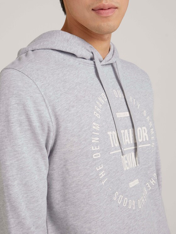 Hoodie mit Print - Männer - Light Stone Grey Melange Hoodie mit Print - Männer - Light Stone Grey Melange - 9 - TOM TAILOR Denim