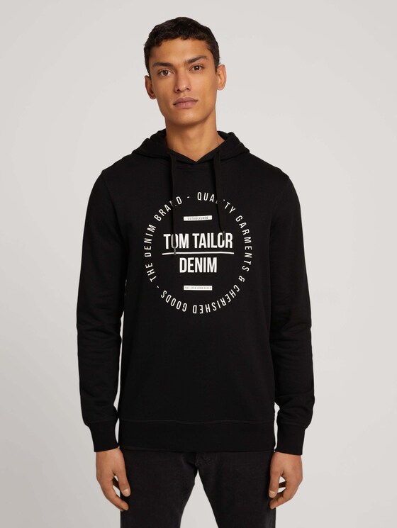 hoodie met print - Mannen - Black hoodie met print - Mannen - Black - 1 - TOM TAILOR Denim