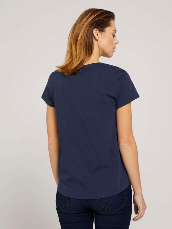 T-Shirt mit V-Ausschnitt - Frauen - Real Navy Blue T-Shirt mit V-Ausschnitt - Frauen - Real Navy Blue - 2 - TOM TAILOR Denim
