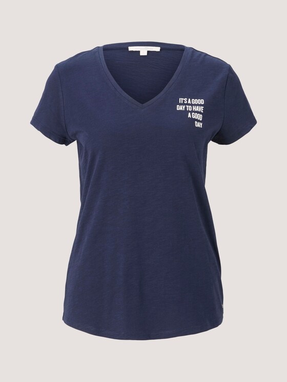 T-Shirt mit V-Ausschnitt - Frauen - Real Navy Blue T-Shirt mit V-Ausschnitt - Frauen - Real Navy Blue - 7 - TOM TAILOR Denim