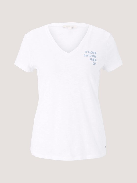 T-Shirt mit V-Ausschnitt - Frauen - White T-Shirt mit V-Ausschnitt - Frauen - White - 7 - TOM TAILOR Denim