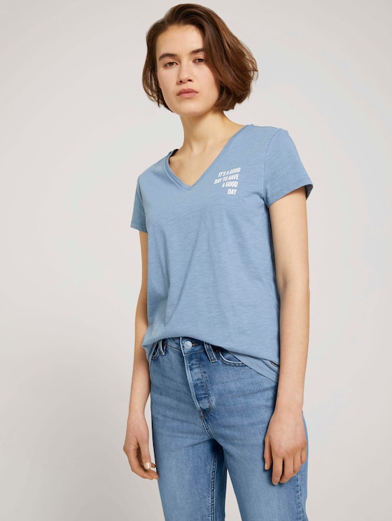 T-Shirt mit V-Ausschnitt - Frauen - soft mid blue T-Shirt mit V-Ausschnitt - Frauen - soft mid blue - 5 - TOM TAILOR Denim