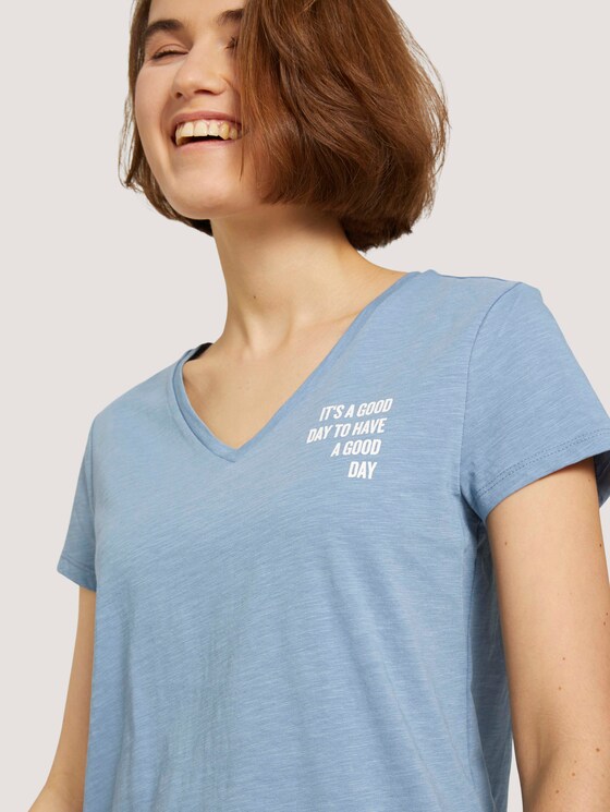 T-Shirt mit V-Ausschnitt - Frauen - soft mid blue T-Shirt mit V-Ausschnitt - Frauen - soft mid blue - 9 - TOM TAILOR Denim