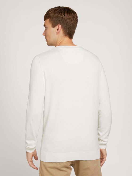 gemêleerde gebreide trui - Mannen - Knit White gemêleerde gebreide trui - Mannen - Knit White - 2 - TOM TAILOR