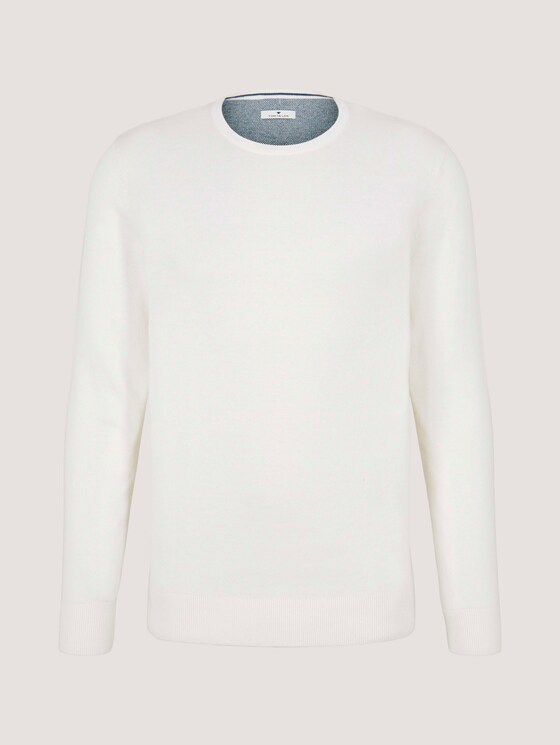 gemêleerde gebreide trui - Mannen - Knit White gemêleerde gebreide trui - Mannen - Knit White - 7 - TOM TAILOR