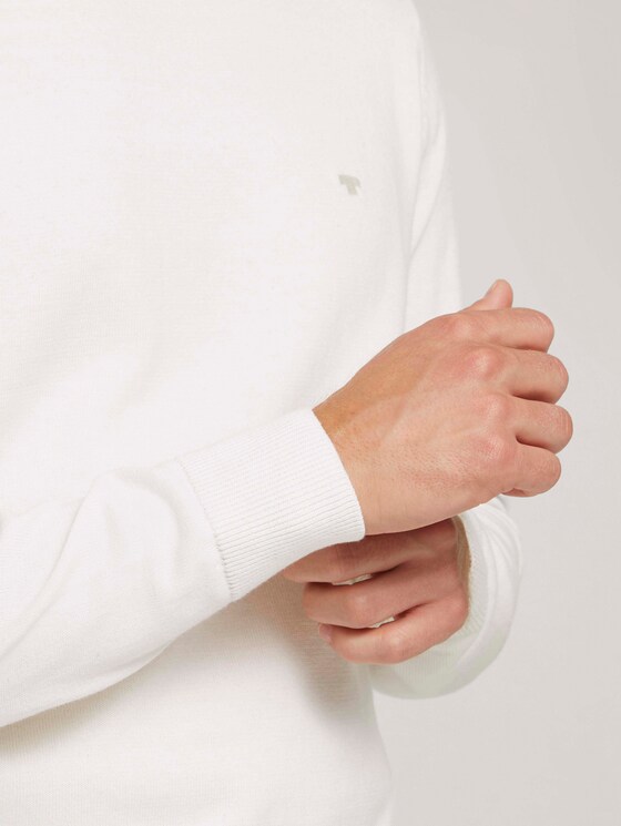 gemêleerde gebreide trui - Mannen - Knit White gemêleerde gebreide trui - Mannen - Knit White - 9 - TOM TAILOR