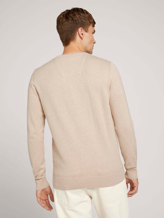 Melierter Strickpullover - Männer - beige dark melange Melierter Strickpullover - Männer - beige dark melange - 2 - TOM TAILOR