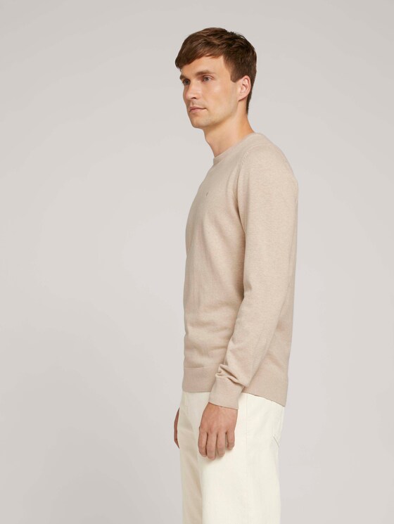 Melierter Strickpullover - Männer - beige dark melange Melierter Strickpullover - Männer - beige dark melange - 5 - TOM TAILOR