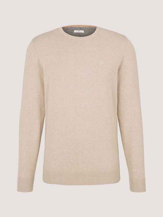 Melierter Strickpullover - Männer - beige dark melange Melierter Strickpullover - Männer - beige dark melange - 7 - TOM TAILOR