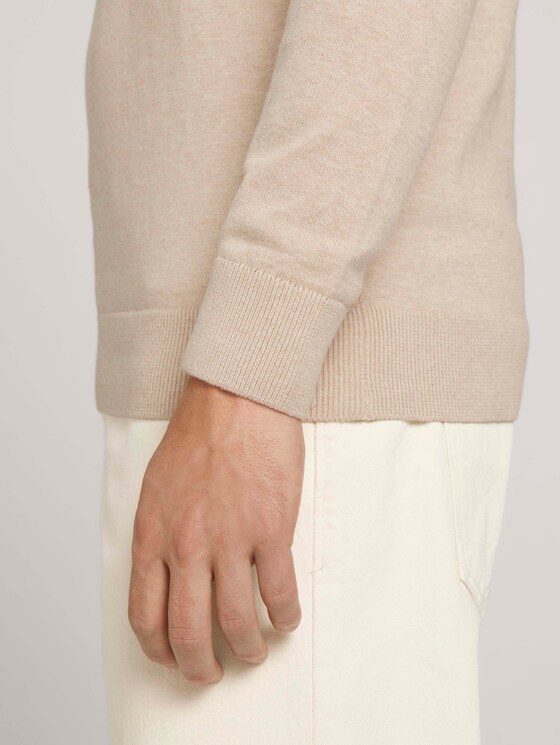 Melierter Strickpullover - Männer - beige dark melange Melierter Strickpullover - Männer - beige dark melange - 9 - TOM TAILOR