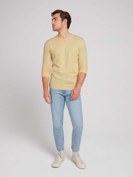 Melierter Strickpullover - Männer - soft straw yellow melange Melierter Strickpullover - Männer - soft straw yellow melange - 3 - TOM TAILOR