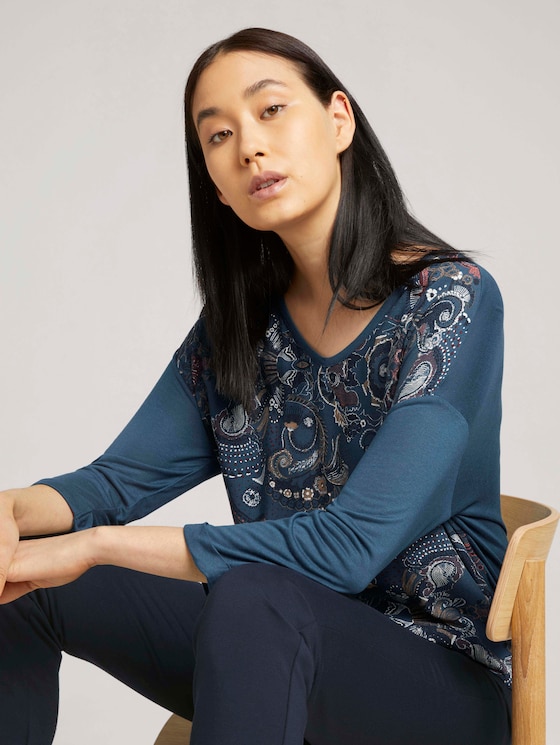 Shirt met patroon en LENZING™ ECOVERO™ - Vrouwen - blue apricot paisley design Shirt met patroon en LENZING™ ECOVERO™ - Vrouwen - blue apricot paisley design - 5 - TOM TAILOR