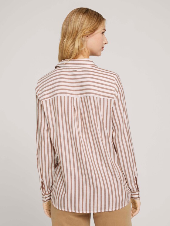 gestreepte overhemdblouse - Vrouwen - brown white vertical stripe gestreepte overhemdblouse - Vrouwen - brown white vertical stripe - 2 - TOM TAILOR Denim