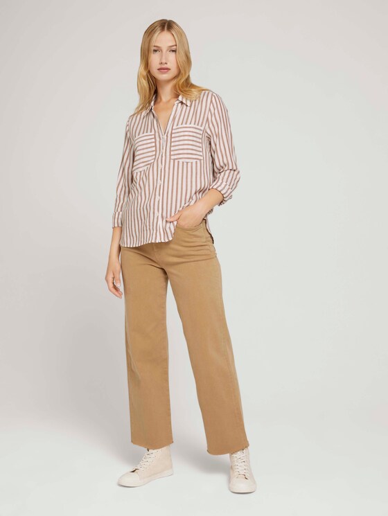gestreepte overhemdblouse - Vrouwen - brown white vertical stripe gestreepte overhemdblouse - Vrouwen - brown white vertical stripe - 3 - TOM TAILOR Denim