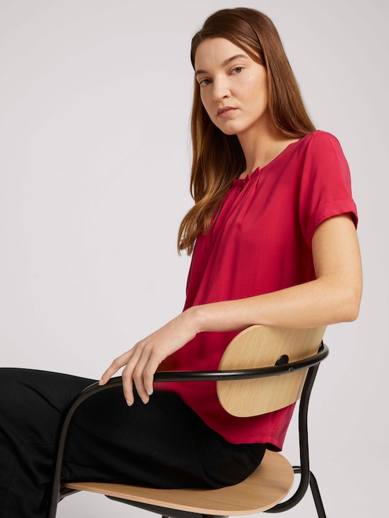 Blouse met korte mouwen en geplooid detail - Vrouwen - Bloody Mary Blouse met korte mouwen en geplooid detail - Vrouwen - Bloody Mary - 5 - TOM TAILOR