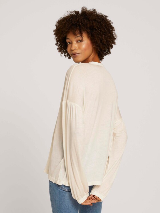 Geraffte Bluse mit Lyocell - Frauen - soft powder beige Geraffte Bluse mit Lyocell - Frauen - soft powder beige - 2 - Mine to five
