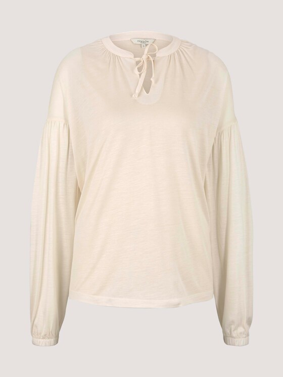 Geraffte Bluse mit Lyocell - Frauen - soft powder beige Geraffte Bluse mit Lyocell - Frauen - soft powder beige - 7 - Mine to five