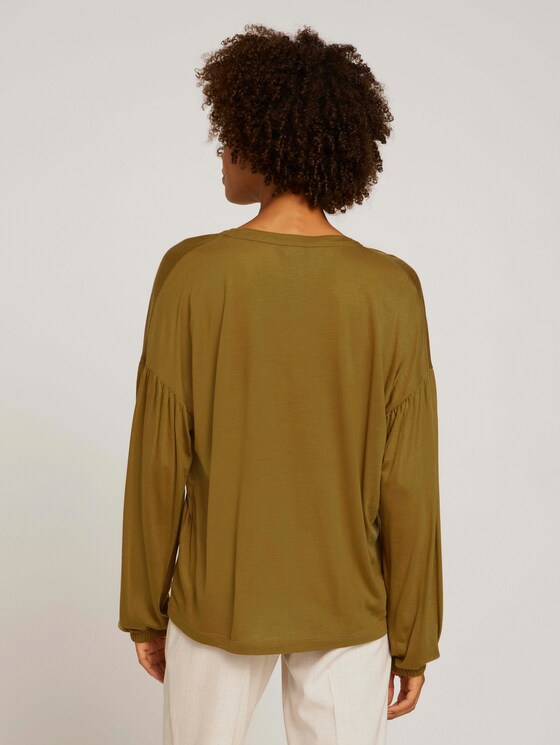 Geraffte Bluse mit Lyocell - Frauen - green clay Geraffte Bluse mit Lyocell - Frauen - green clay - 2 - Mine to five