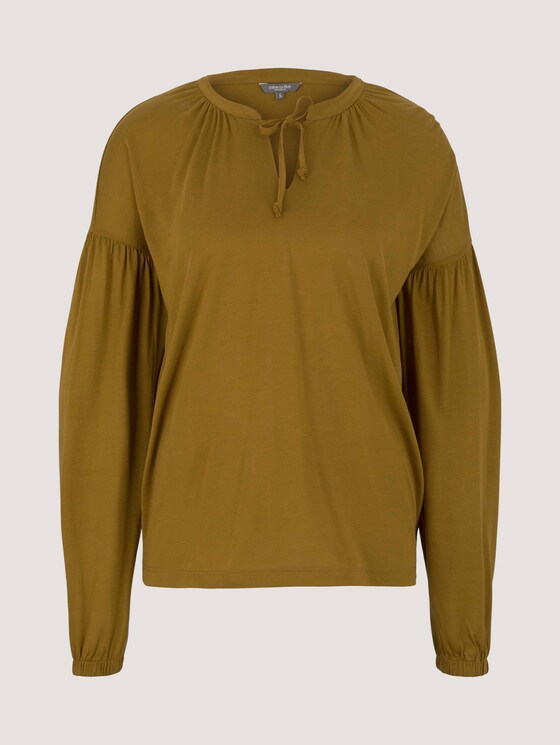 Geraffte Bluse mit Lyocell - Frauen - green clay Geraffte Bluse mit Lyocell - Frauen - green clay - 7 - Mine to five