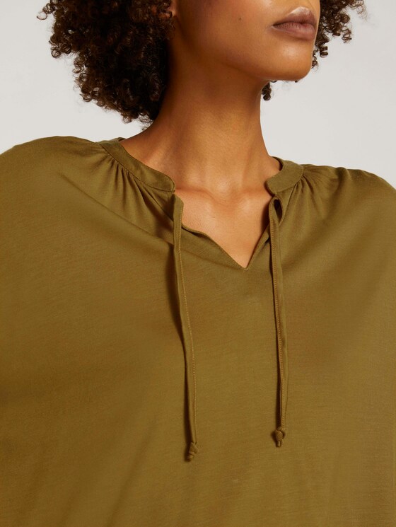 Geraffte Bluse mit Lyocell - Frauen - green clay Geraffte Bluse mit Lyocell - Frauen - green clay - 9 - Mine to five