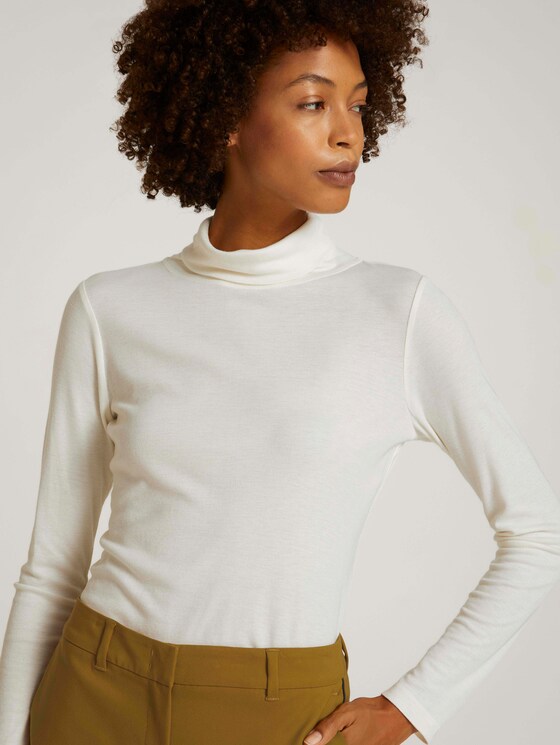 Basic-shirt met lange mouwen en rolkraag - Vrouwen - soft powder beige Basic-shirt met lange mouwen en rolkraag - Vrouwen - soft powder beige - 3 - Mine to five