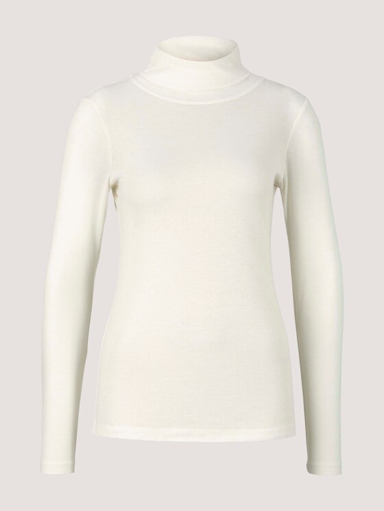 Basic-shirt met lange mouwen en rolkraag - Vrouwen - soft powder beige Basic-shirt met lange mouwen en rolkraag - Vrouwen - soft powder beige - 7 - Mine to five