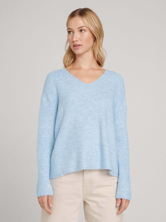 Pullover mit recyceltem Polyester - Frauen - bel air blue melange Pullover mit recyceltem Polyester - Frauen - bel air blue melange - 1 - TOM TAILOR Denim