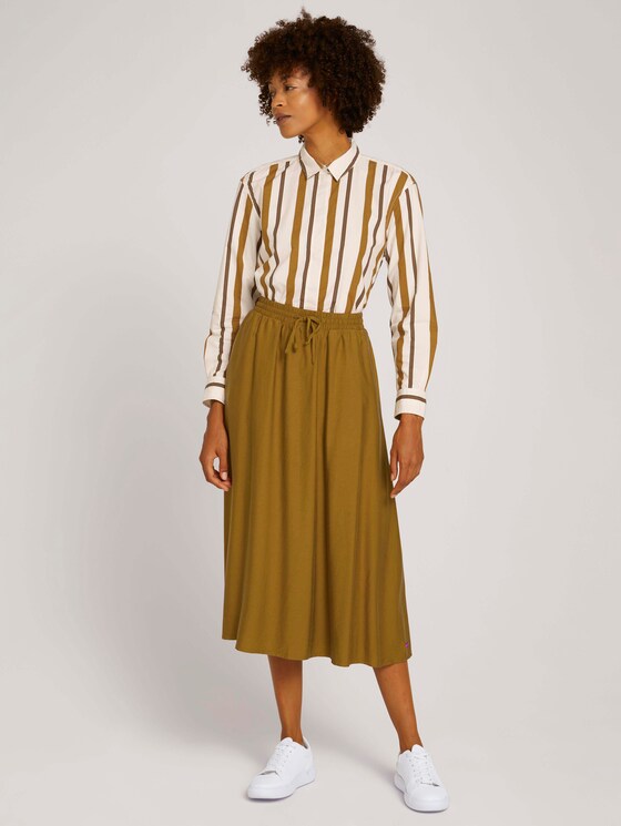 Striped shirt blouse - Women - green beige stripe Striped shirt blouse - Women - green beige stripe - 3 - Mine to five
