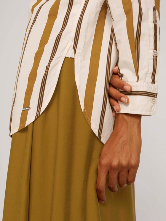 Striped shirt blouse - Women - green beige stripe Striped shirt blouse - Women - green beige stripe - 9 - Mine to five