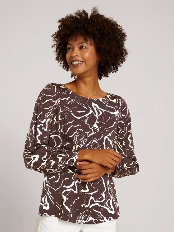 Blouse met ruches - Vrouwen - brown marble design Blouse met ruches - Vrouwen - brown marble design - 1 - Mine to five