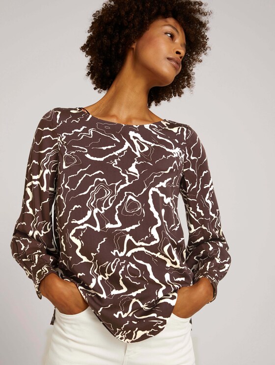 Blouse met ruches - Vrouwen - brown marble design - 5 - Mine to five