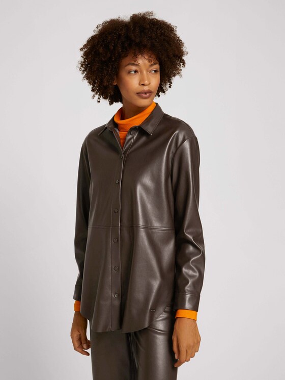 Leren blouse - Vrouwen - dark oak brown Leren blouse - Vrouwen - dark oak brown - 1 - Mine to five