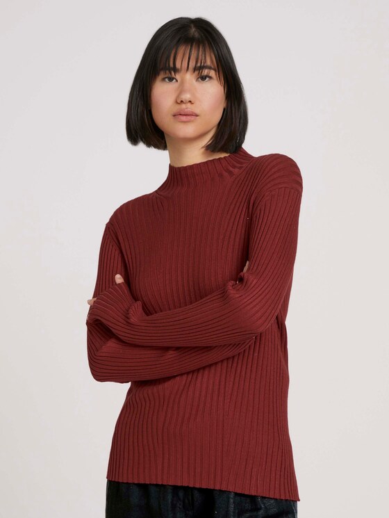 Ribbed turtleneck - Women - dark maroon red Ribbed turtleneck - Women - dark maroon red - 1 - TOM TAILOR
