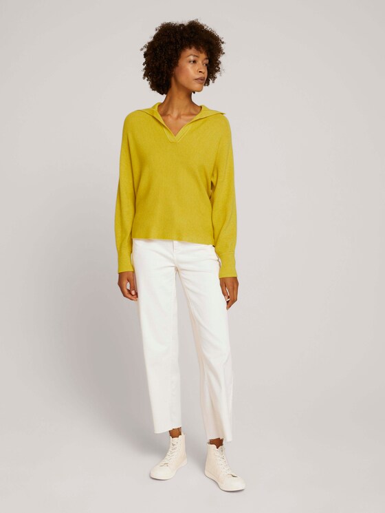Sweater with collar details - Women - dusty lime Sweater with collar details - Women - dusty lime - 3 - Mine to five