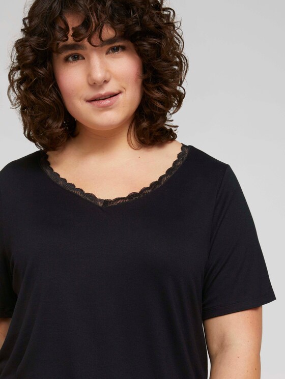 Curvy - T-Shirt mit Spitze - Frauen - Deep Black Curvy - T-Shirt mit Spitze - Frauen - Deep Black - 9 - My True Me