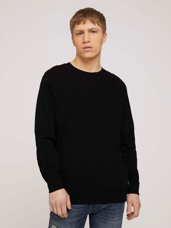 strukturiertes Sweatshirt - Männer - Black strukturiertes Sweatshirt - Männer - Black - 1 - TOM TAILOR Denim