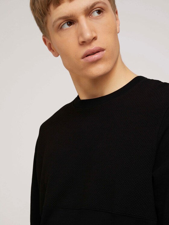 strukturiertes Sweatshirt - Männer - Black strukturiertes Sweatshirt - Männer - Black - 9 - TOM TAILOR Denim