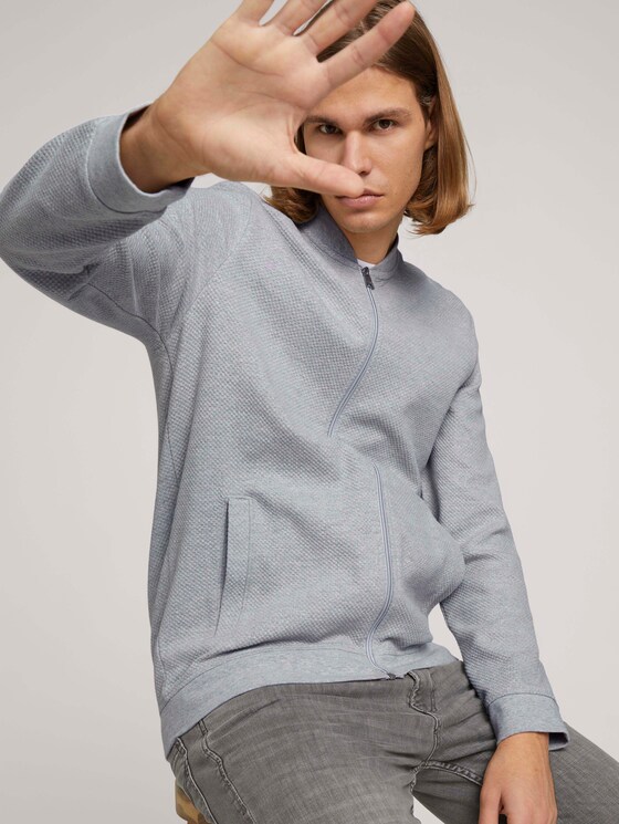 Bomberjacke aus Sweat mit Struktur - Männer - Light Stone Grey Melange Bomberjacke aus Sweat mit Struktur - Männer - Light Stone Grey Melange - 5 - TOM TAILOR Denim
