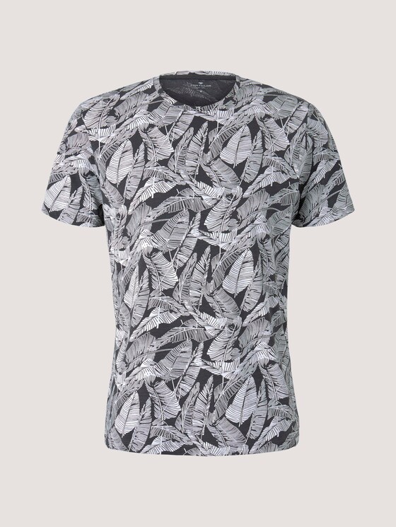 gemustertes T-Shirt - Männer - tarmac grey leaf design gemustertes T-Shirt - Männer - tarmac grey leaf design - 7 - TOM TAILOR
