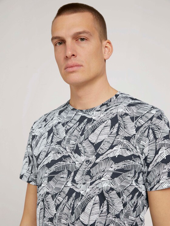 gemustertes T-Shirt - Männer - tarmac grey leaf design gemustertes T-Shirt - Männer - tarmac grey leaf design - 9 - TOM TAILOR